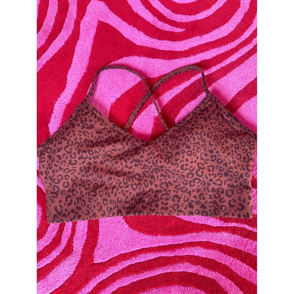 GapFit Blackout Technology Leopard Print Sports Bra Rust Orange XL
